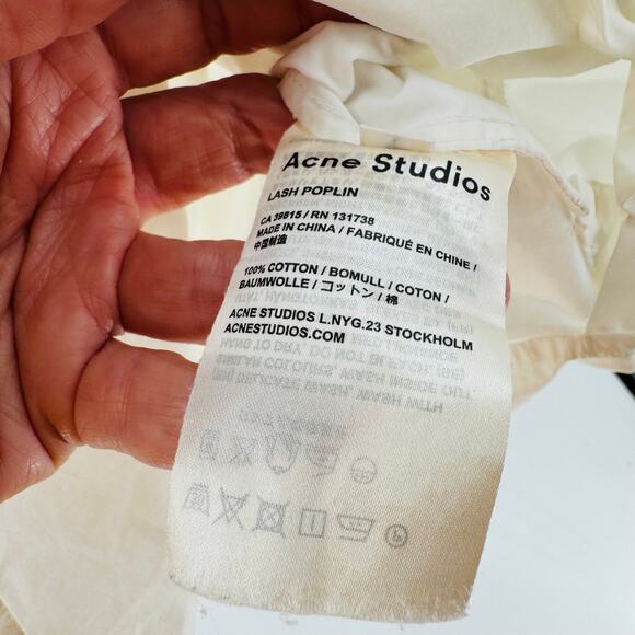 Acne Studios Lash Poplin Oversized Button Down Shirt White Size 38 - Picture 7 of 9